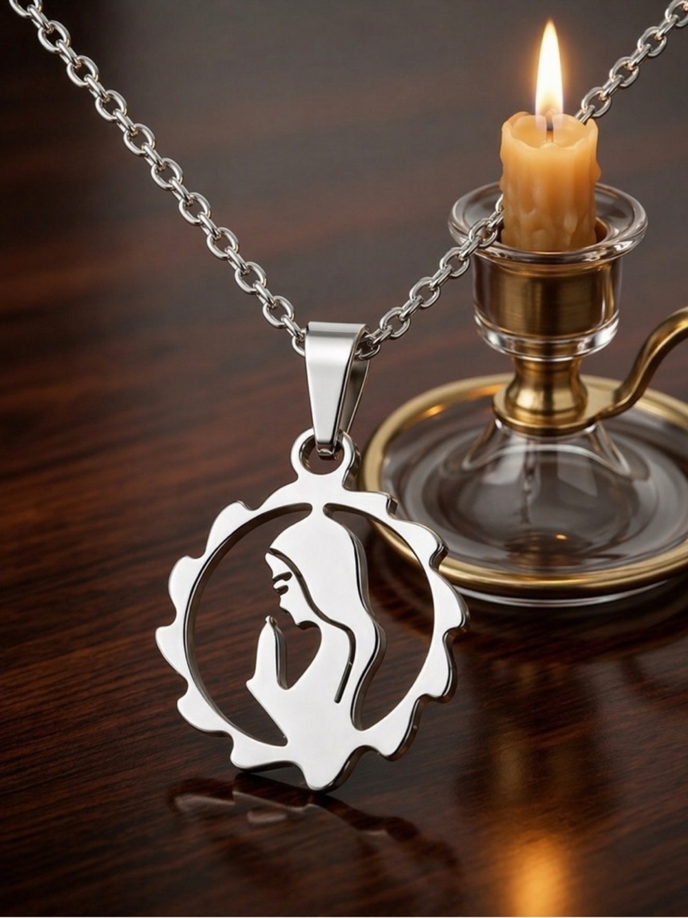 Our Lady~ Guadelupe Virgin Mother Mary Pray Divine Blessed Sacred Steel Necklace - Picture 2 of 12